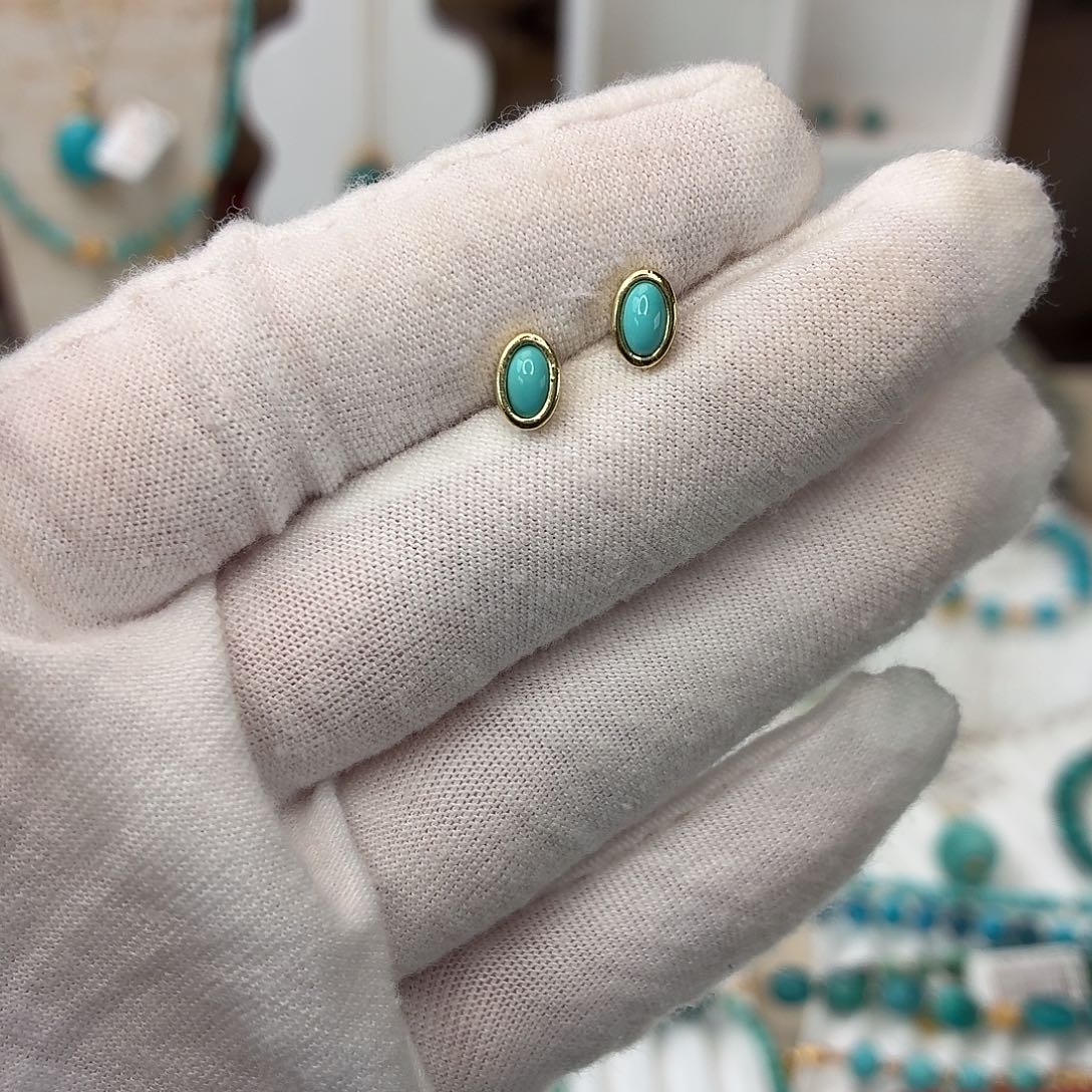 合金绿松石耳钉耳钉