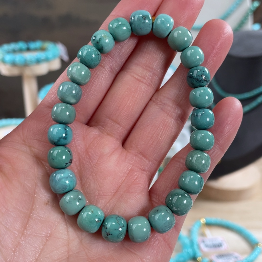 绿松石未镶嵌套链8mm精品瓷釉级老型手串