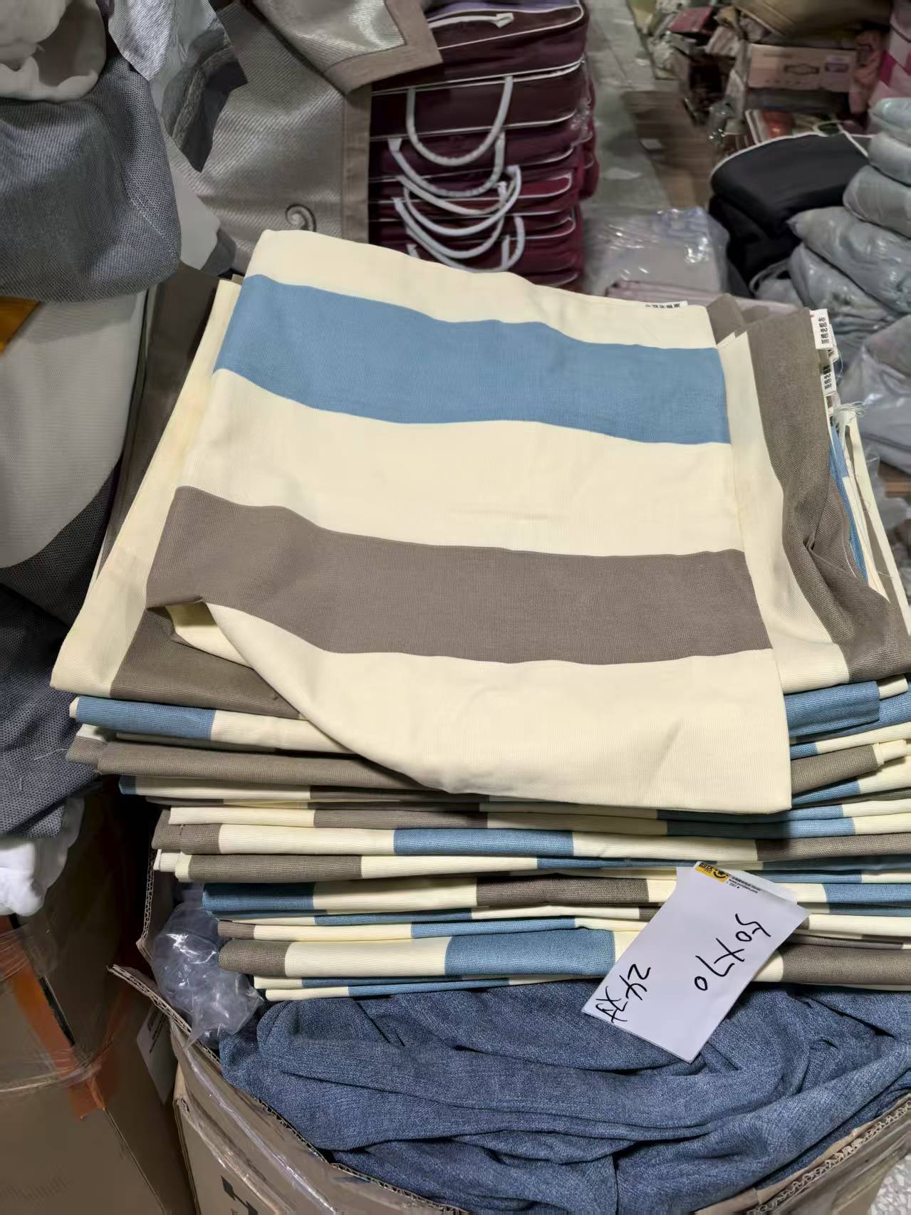 《厚广家》3楼50×70卡其粗条纹老粗布枕套 发1对