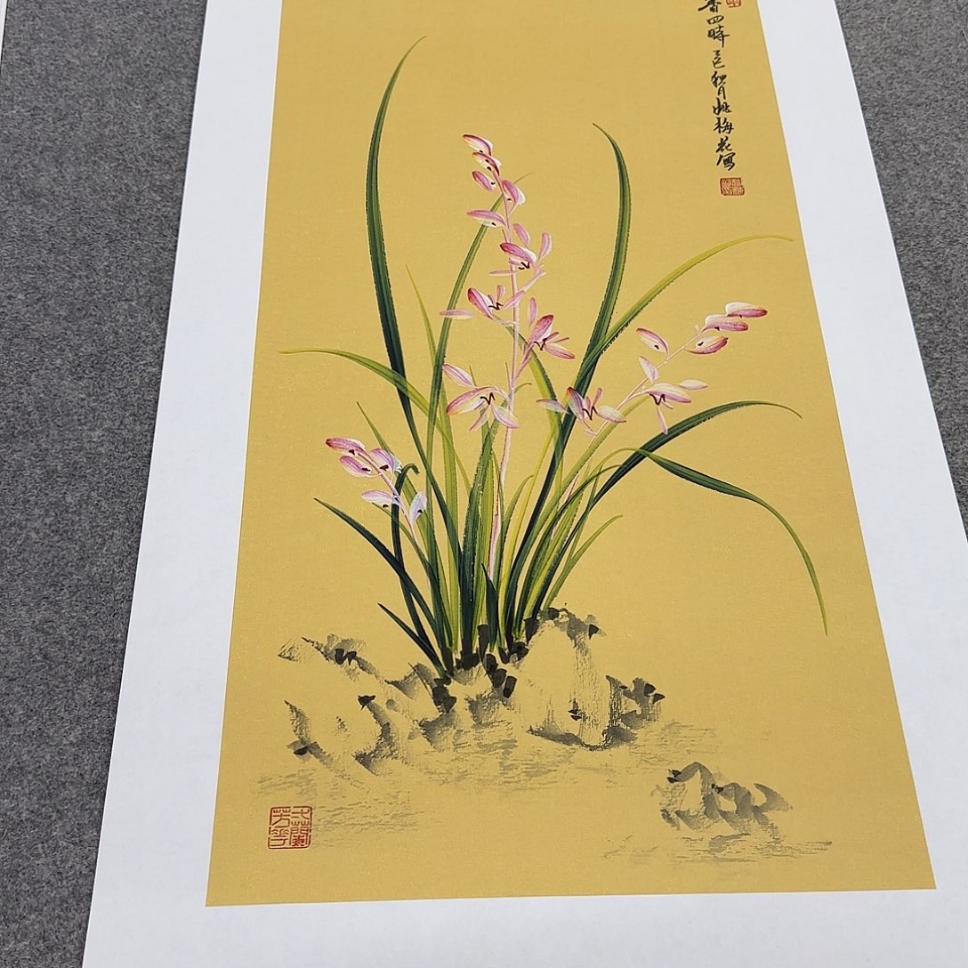 国画国画立体兰花