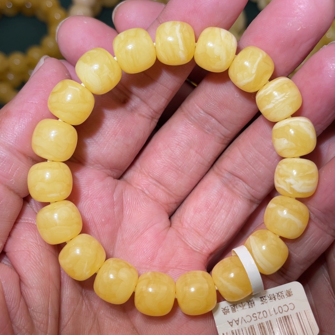 蜜蜡未镶嵌珠宝奇石11mm焦皮同料老型手串15.77