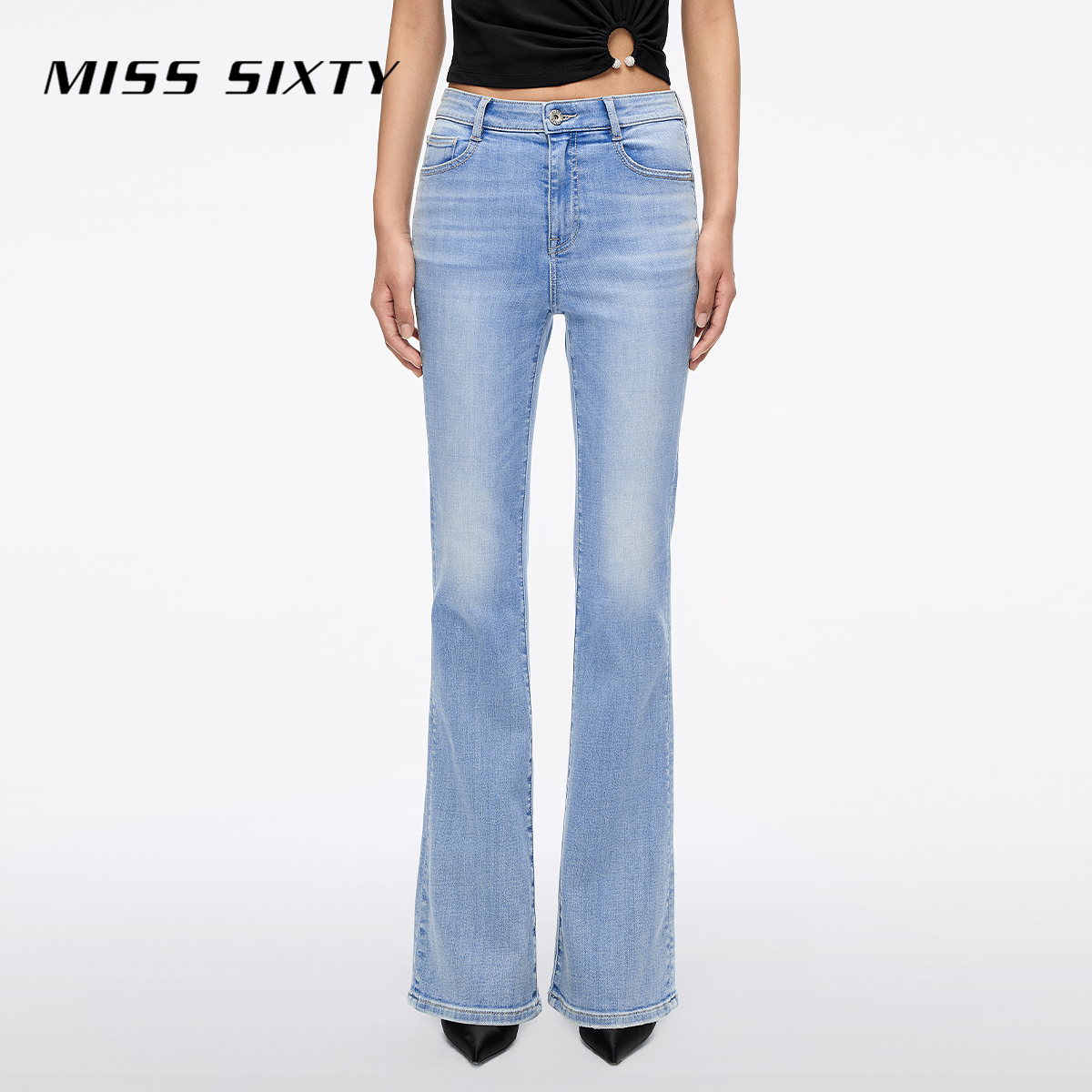【进口牛仔面料】Miss Sixty2025秋季新款牛仔裤女修身微喇叭裤