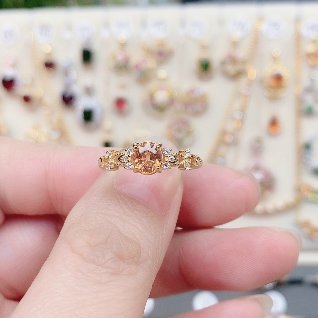 石榴石（芬达石）戒指银S925镶嵌