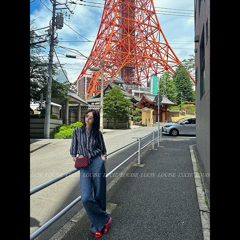 LUCIE LOUISE 柔软透气·天然亚麻复古色织阔腿直筒休闲裤QK0886