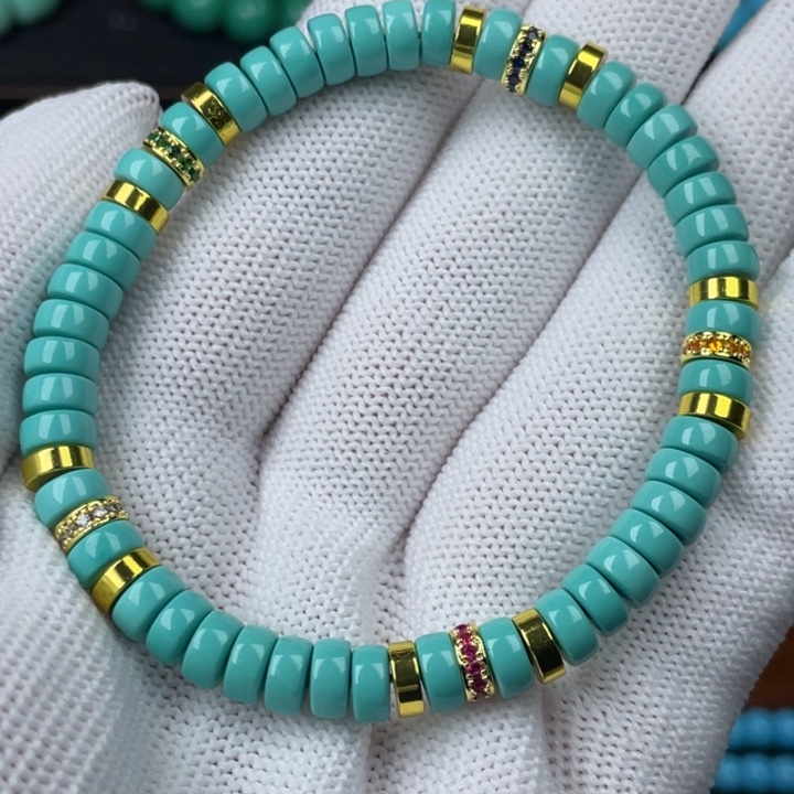 高瓷蓝绿6mm药片单圈