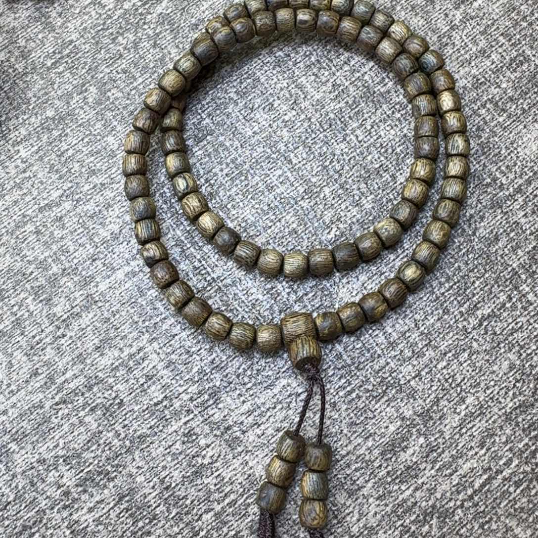 小***学沉香沉香碎屑绿棋鼓珠双圈0.5/7