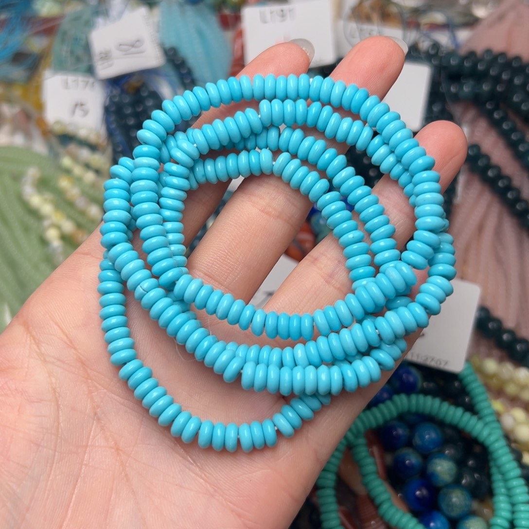 玛瑙/玉髓合金珠宝半成品L193。6mm浅蓝手串一条
