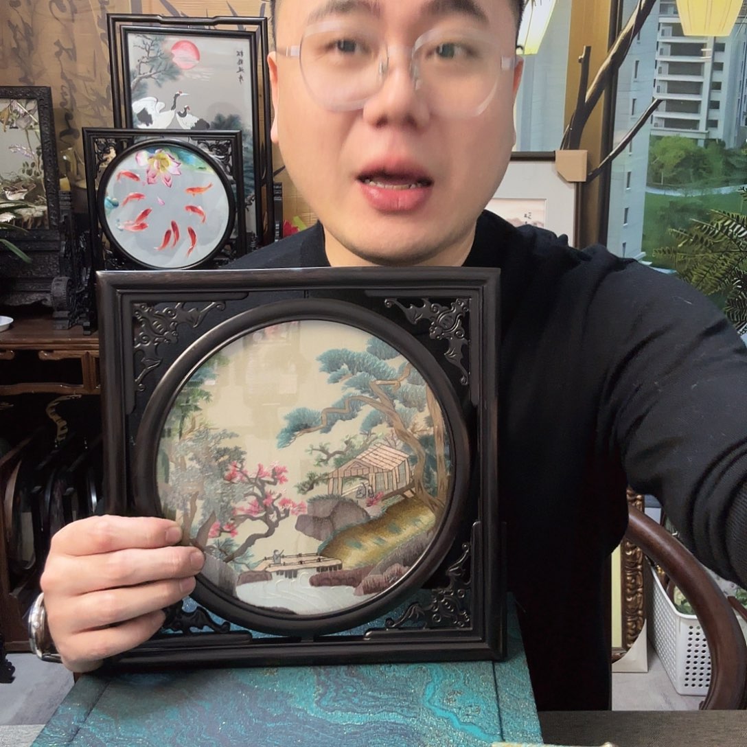 织绣纯手工苏绣古山水