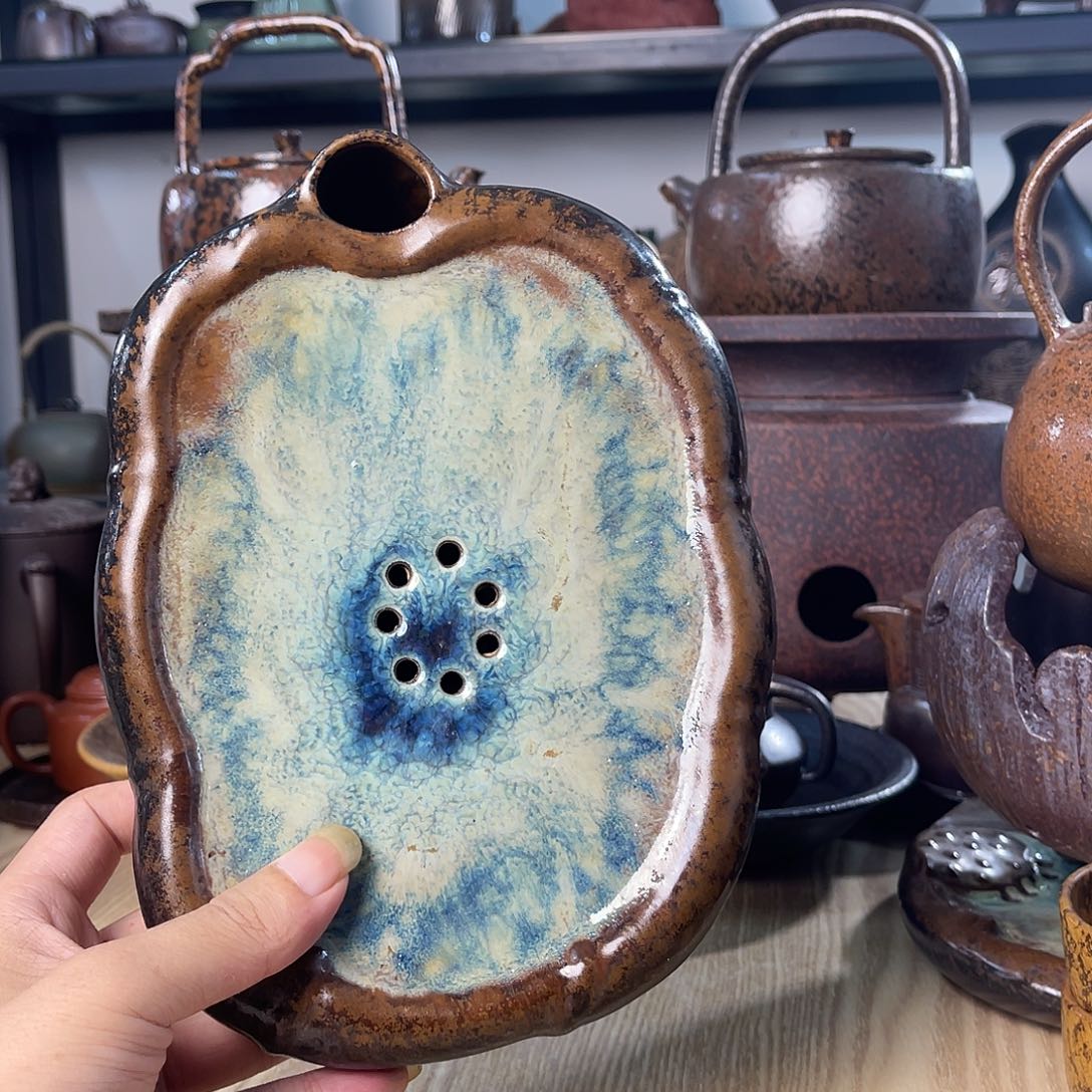 碟紫砂粗陶实用茶盘