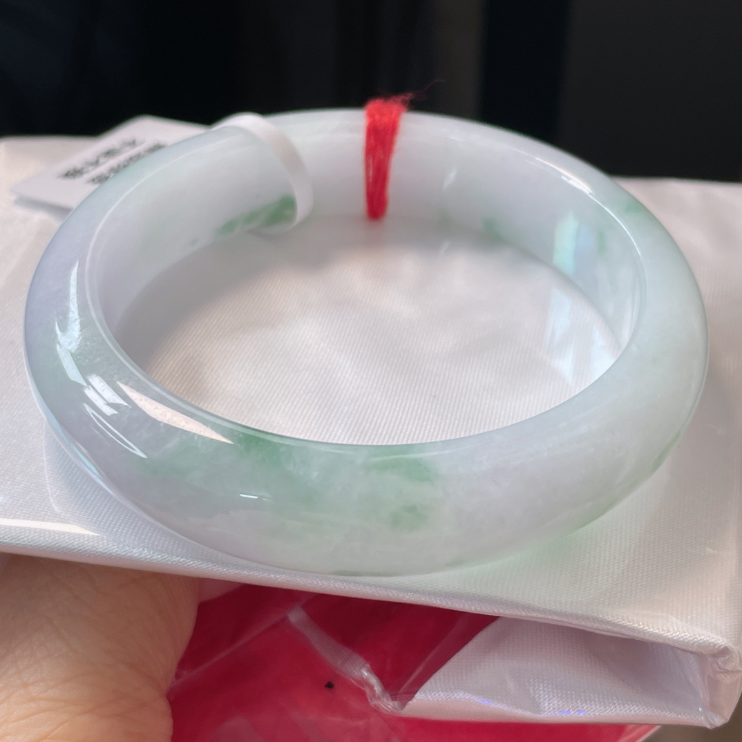 1305缅甸天然A货翡翠手镯53圈冰润飘花手镯时尚百搭少女款精美