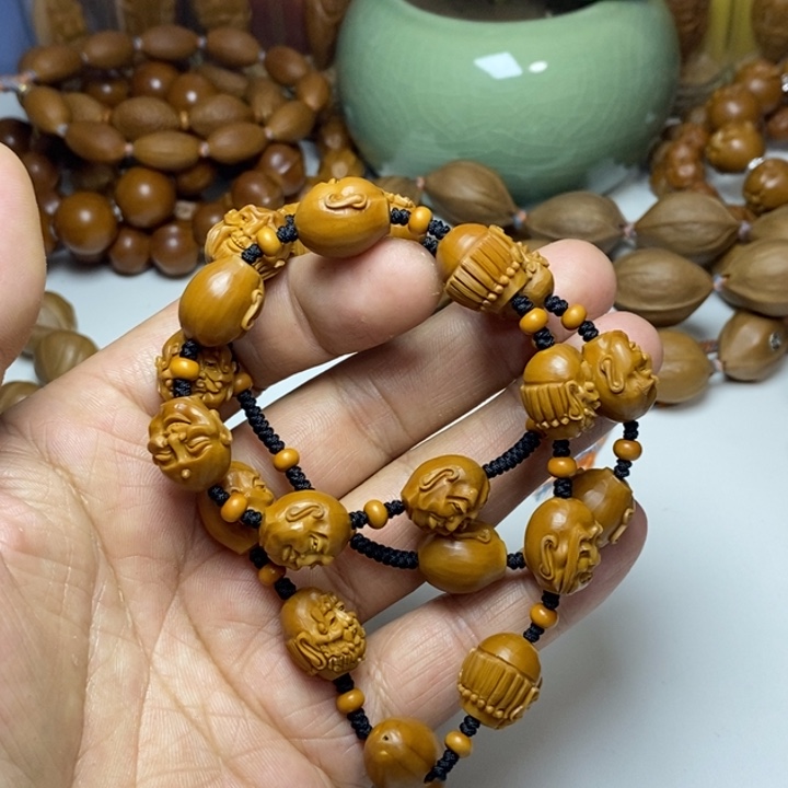 橄榄核手串/手链橄榄核雕刻须派十八罗汉手工
