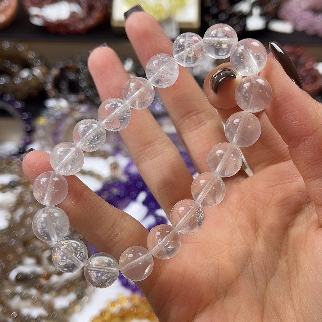 水晶未镶嵌手链透奶白 10+
