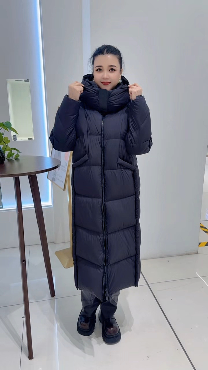 保暖纯色长袖宽松型女长款加厚冬季中女款长款