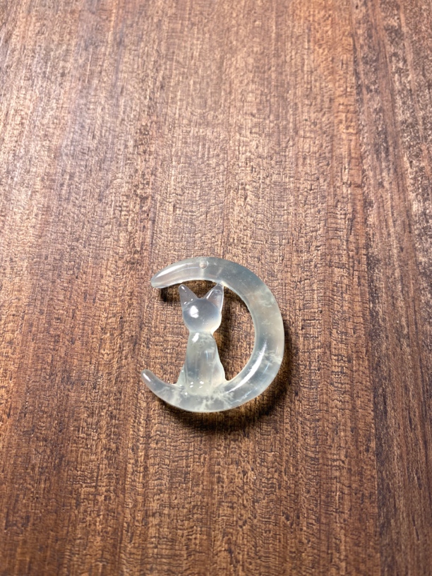 岫玉月亮猫吊坠 愿所爱皆团圆 浪漫温柔温馨舒适