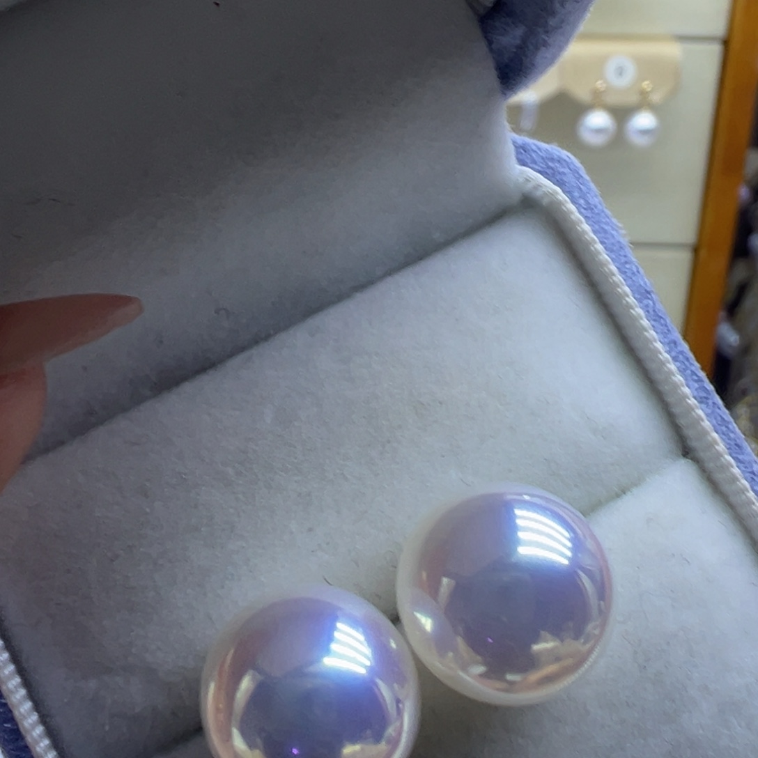 淡水珍珠银S925镶嵌耳饰