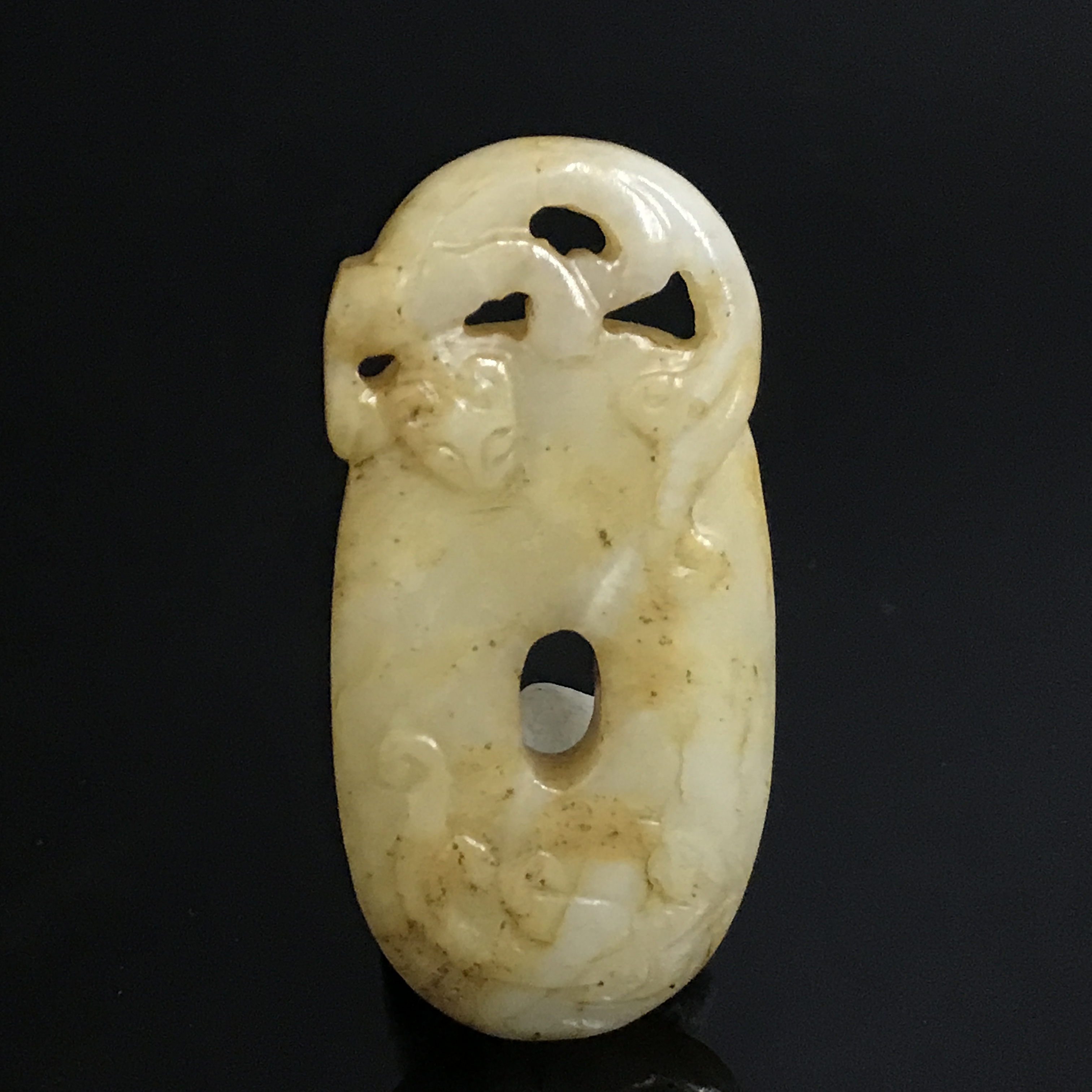 明代和田玉螭龙纹佩/518198/收藏/传承/【友谊文物商店】