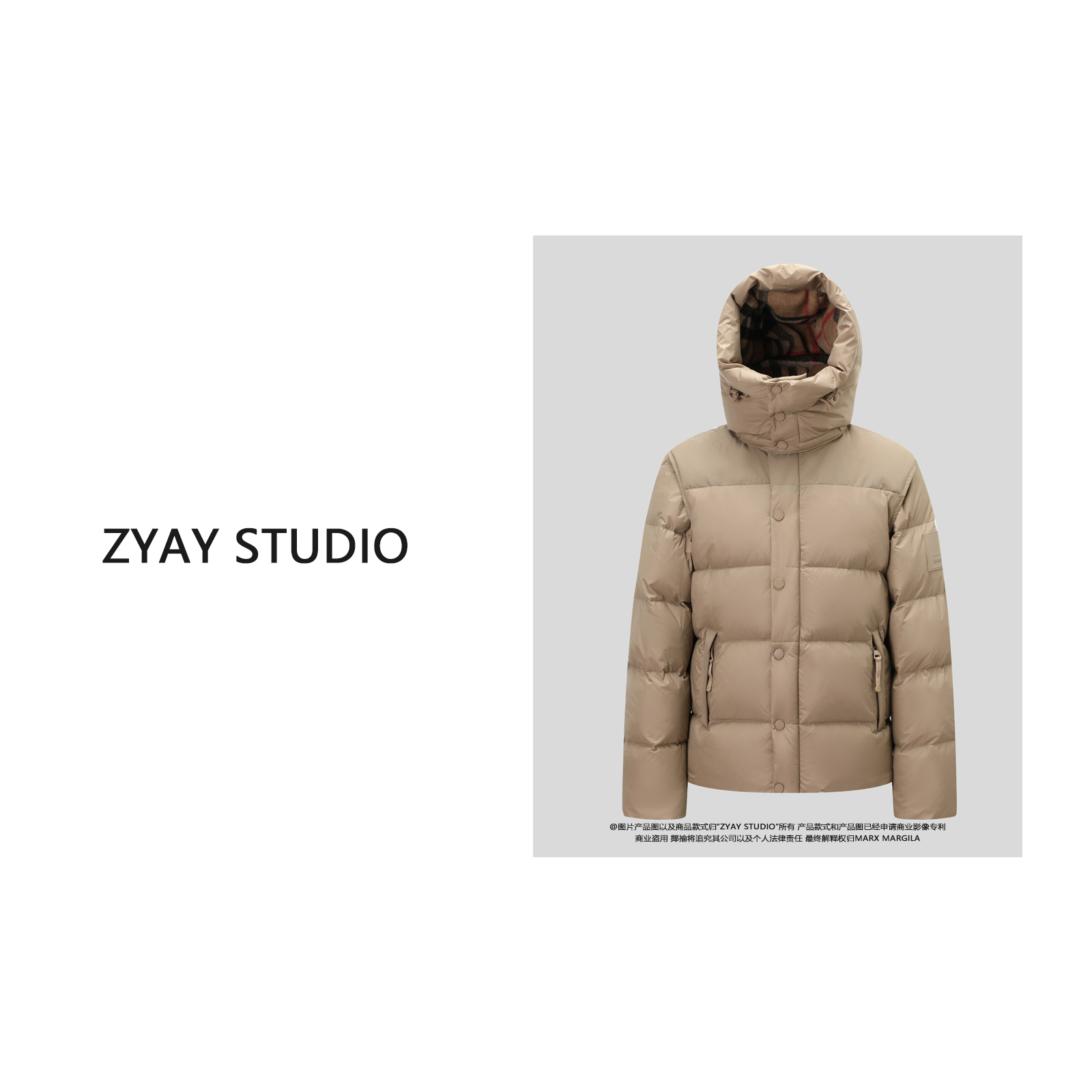 【ZYAYSTUDIO】可拆卸袖子冬季情侣款羽绒服4010