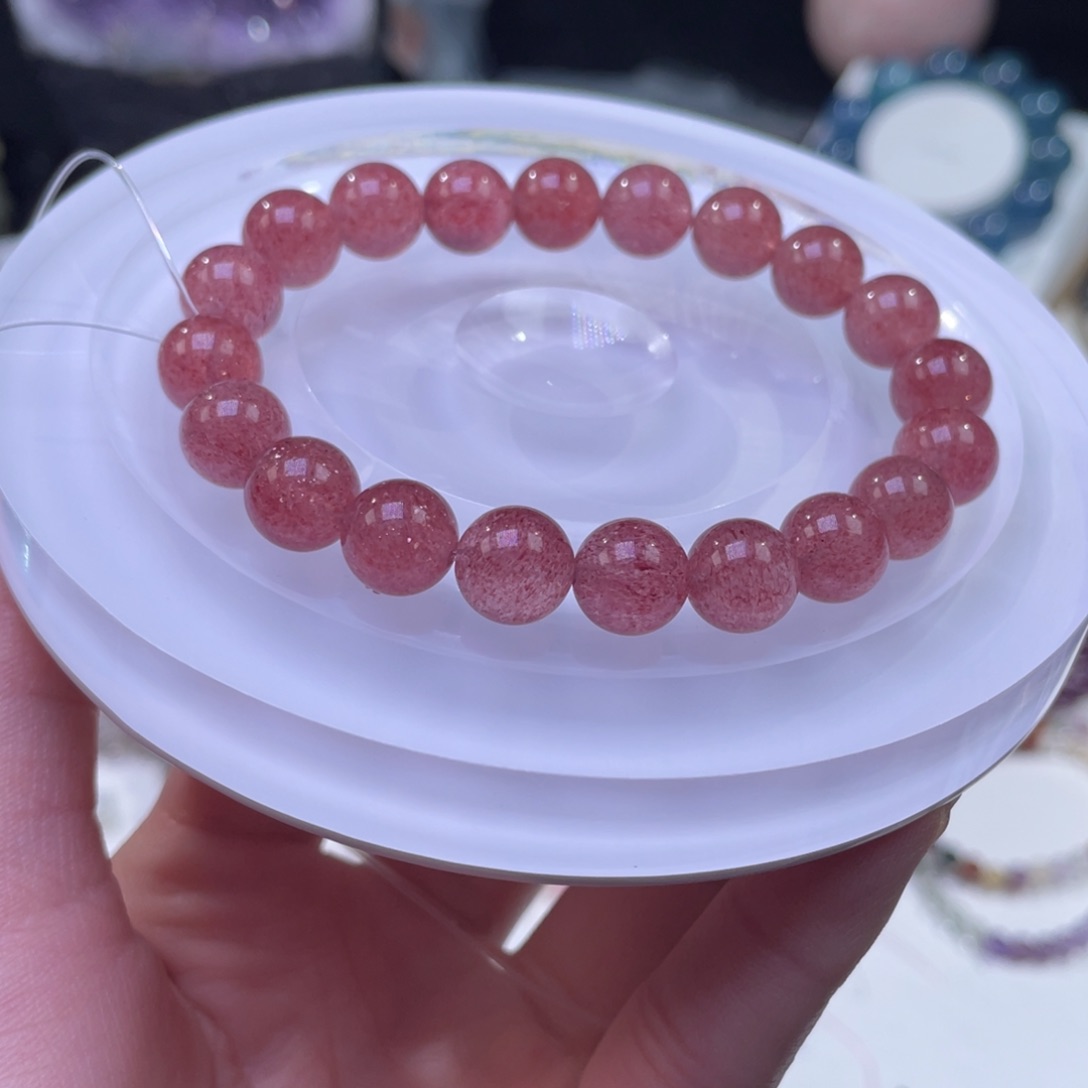 未镶嵌手链水晶星光蜜桃粉草莓晶9+