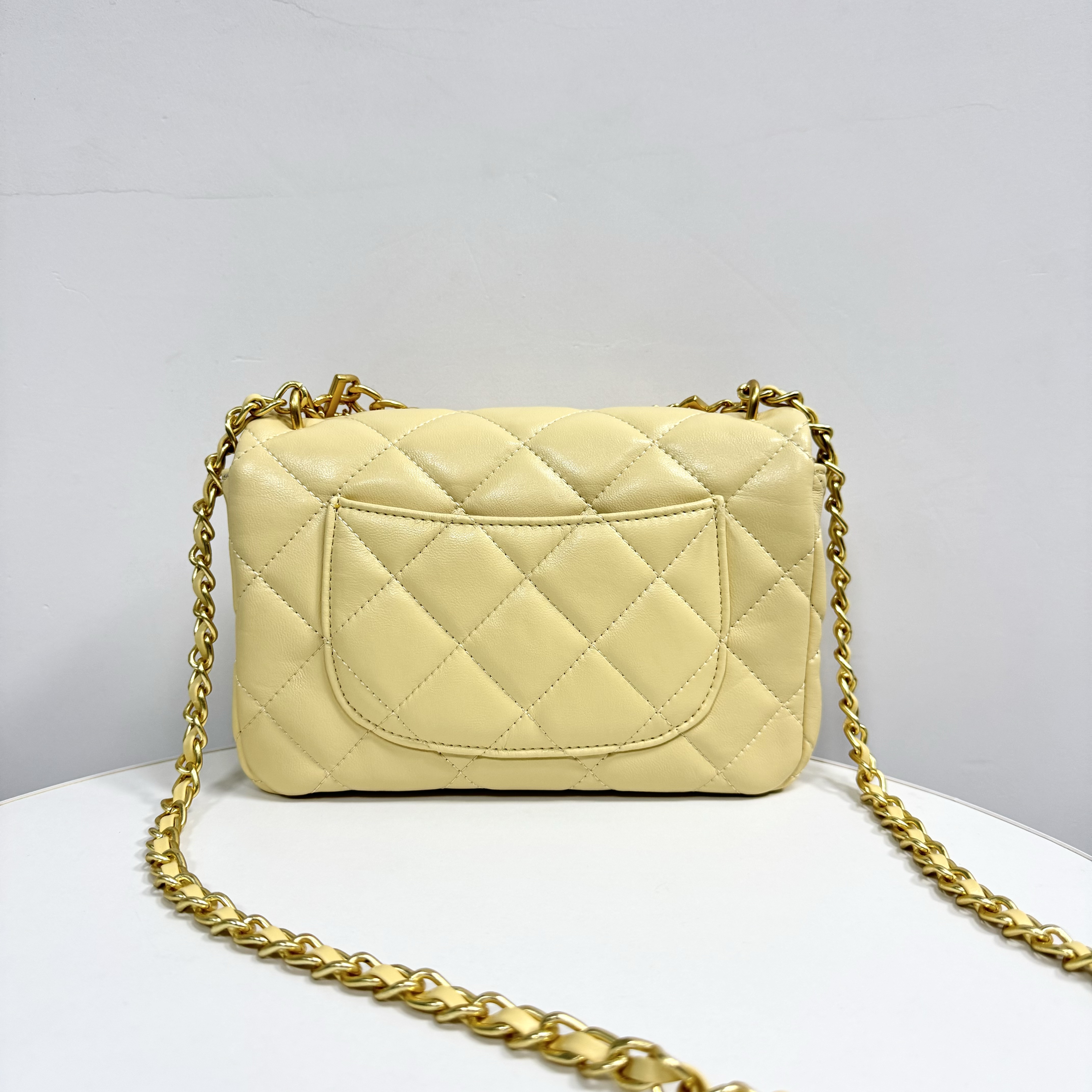 小众精致百搭黄色高级质感链条包