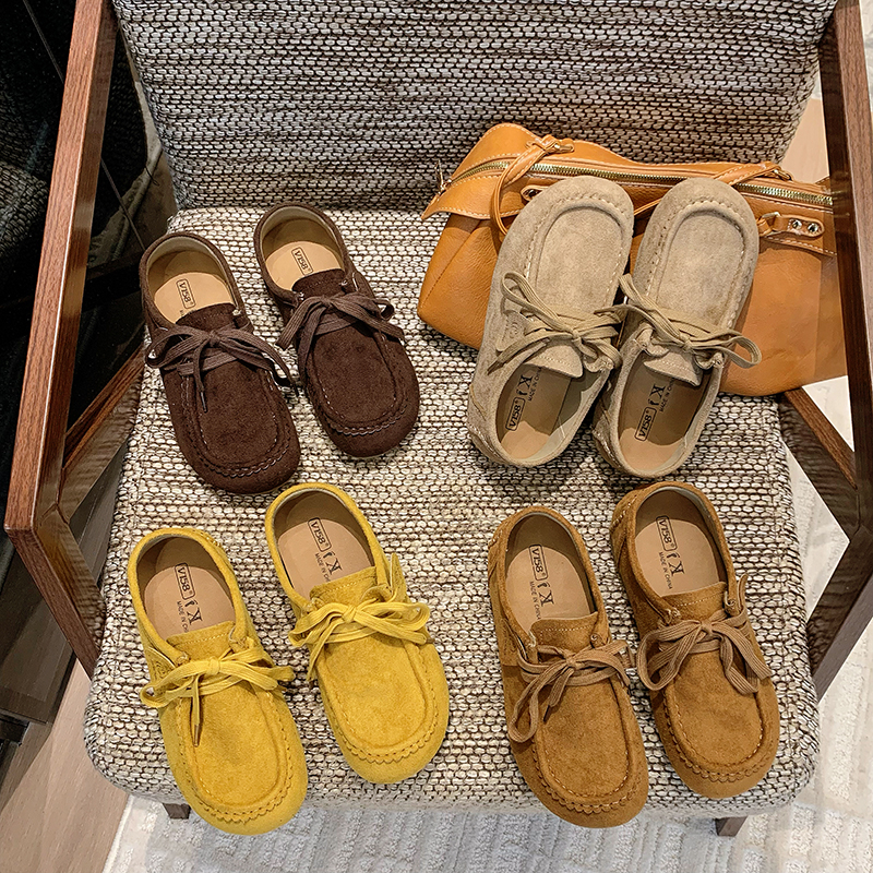 现货升级版【外贸原单】方头复古勃肯鞋2025早秋新款软底乐福豆豆鞋