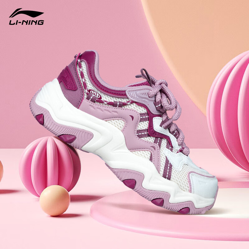 李宁休闲鞋女 猫爪Lite2 25夏季新款透气老爹鞋厚底运动鞋AGCV452