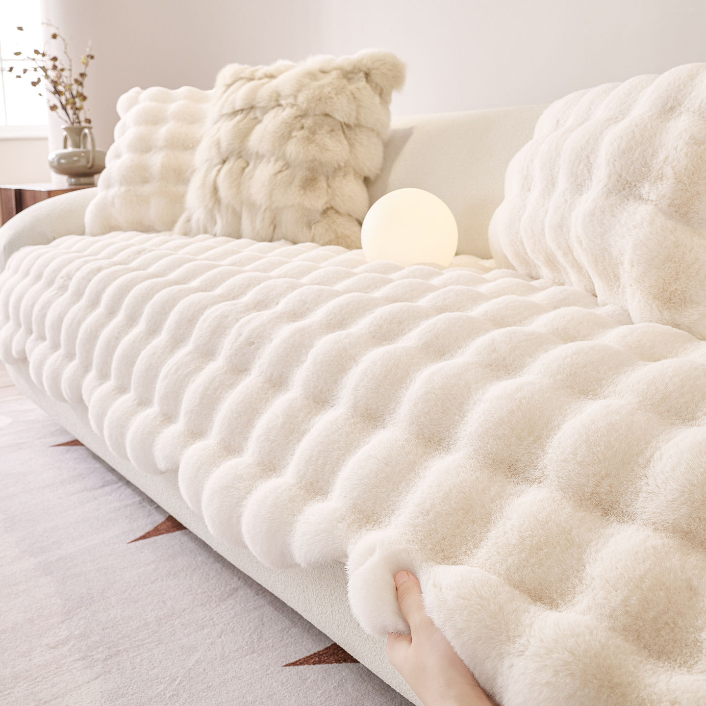 异形泡泡绒秋冬毛绒沙发垫2025新款轻奢高级感防滑沙发坐垫子套罩