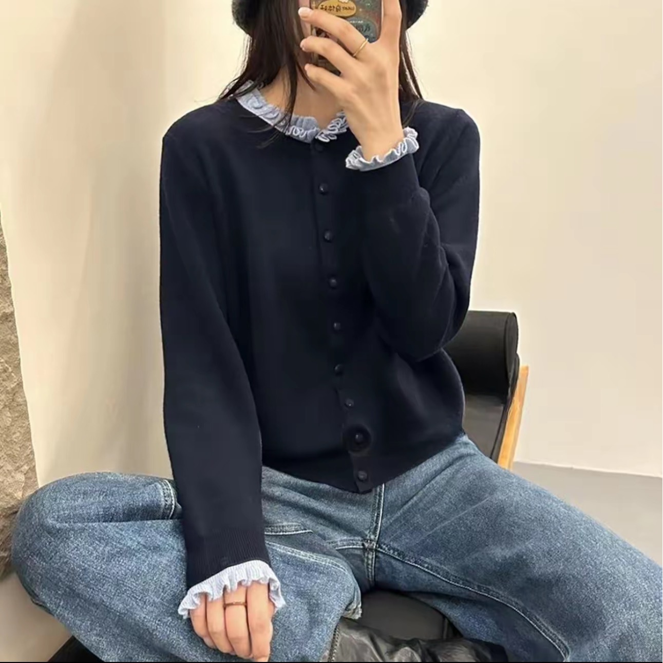 200斤1329大码洋气针织开衫长袖加厚春秋毛针织衫显瘦网红休闲