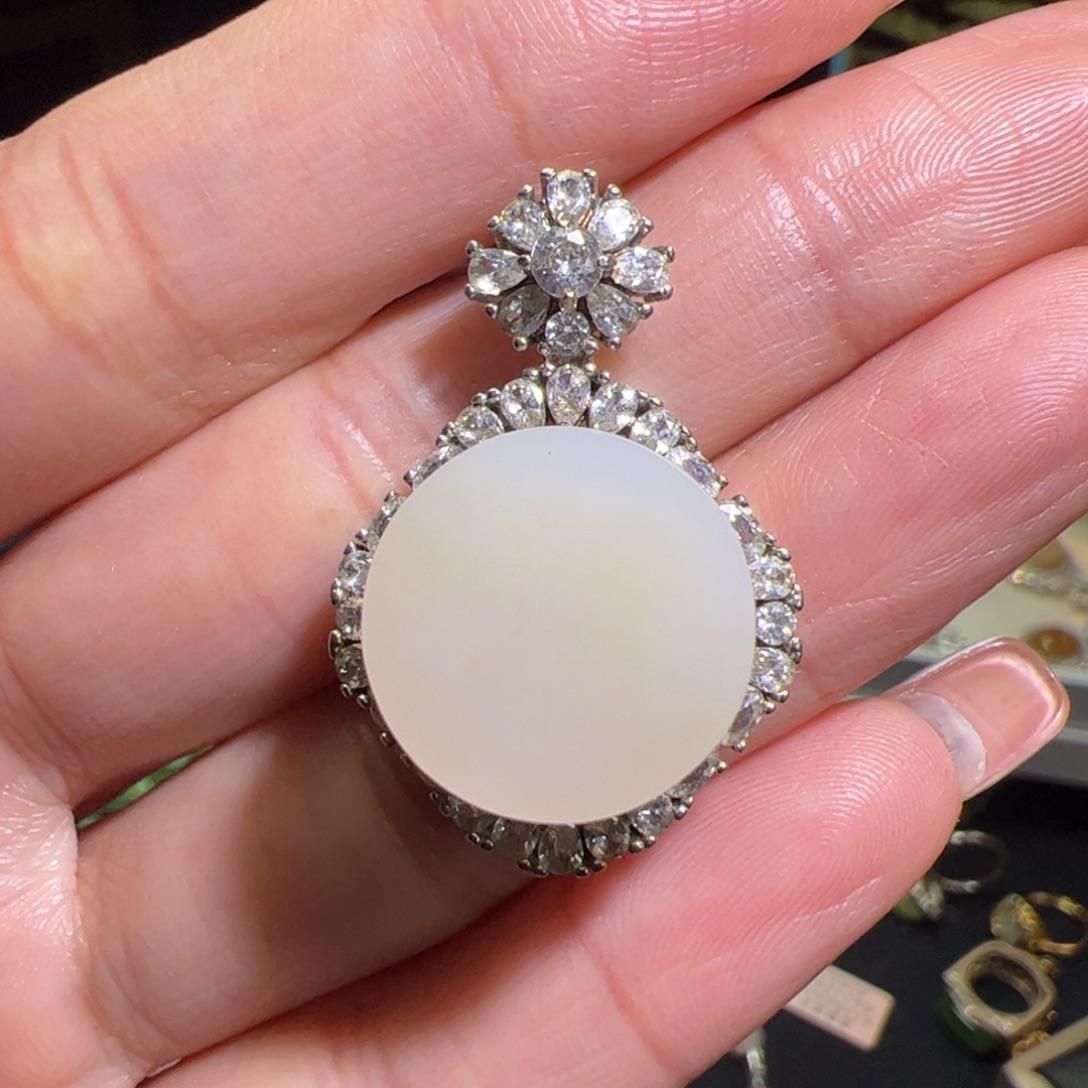 和田玉银S925镶嵌颈饰