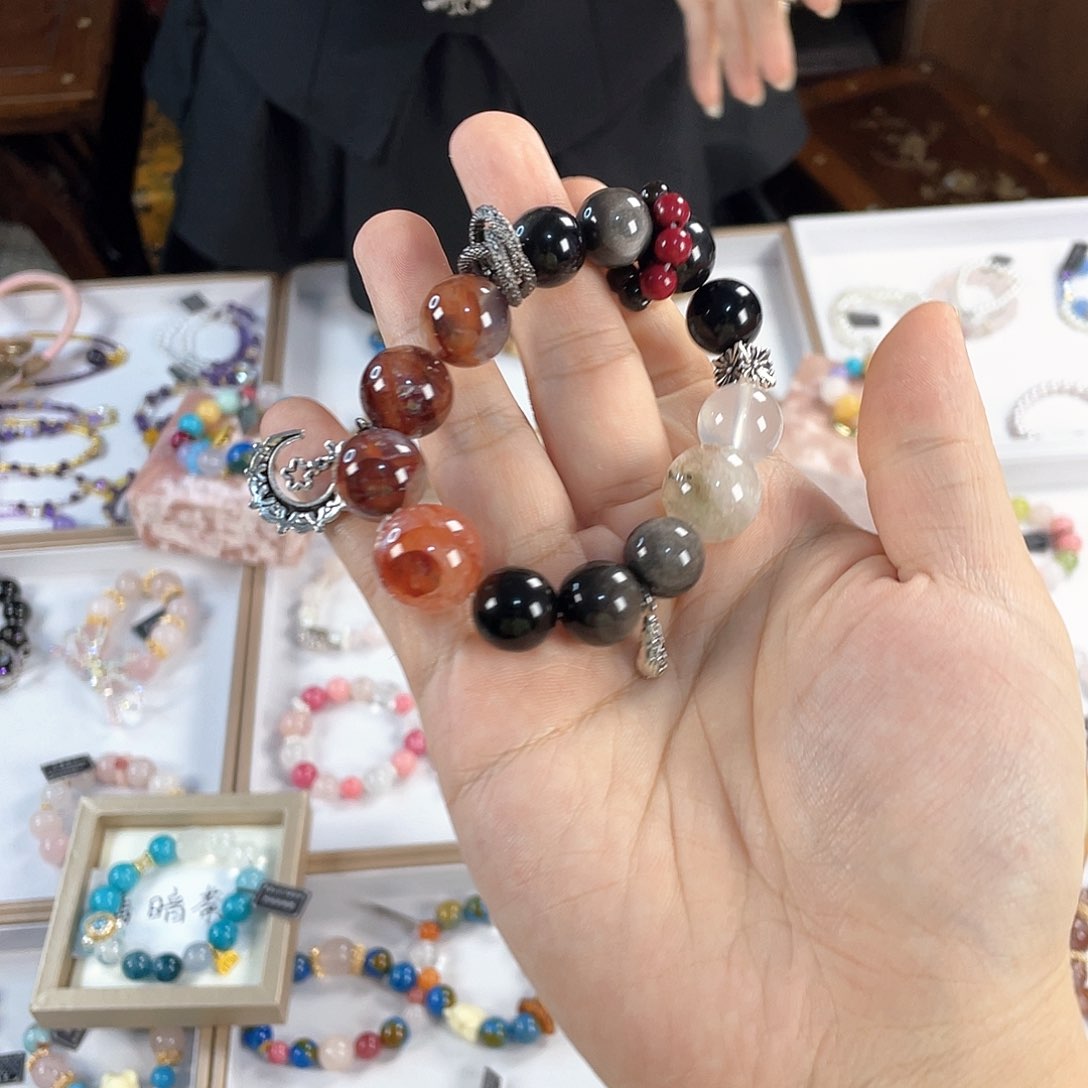 水晶手链银S925镀金镶嵌