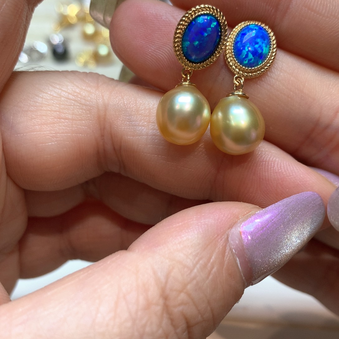 银S925镶嵌海水珍珠耳饰