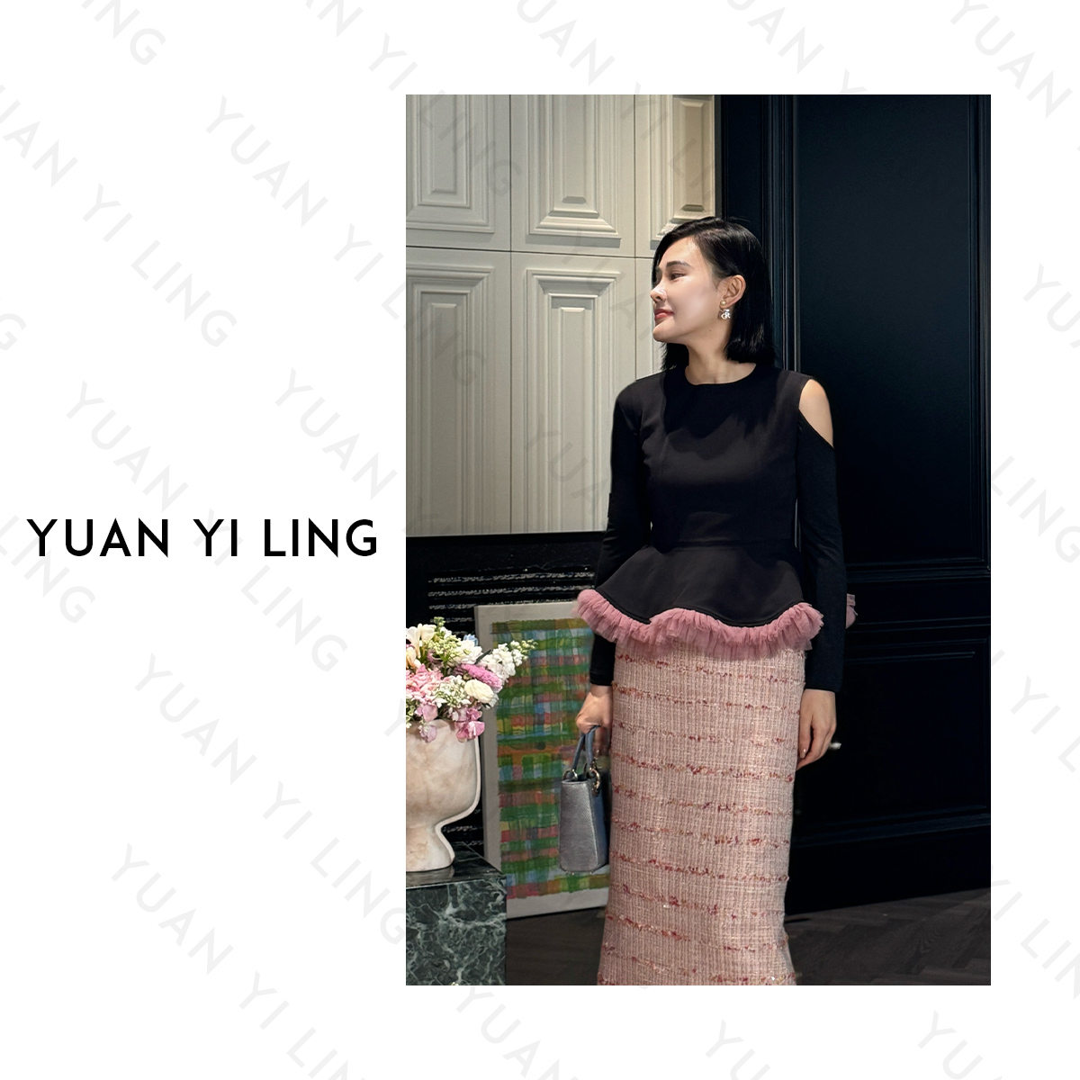 袁艺灵【京都漫步】25春夏上新精致小裙摆拼纱无袖款女上衣裙