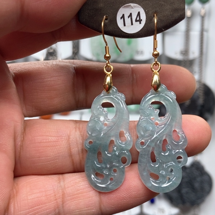 【闪购商品】翡翠耳饰银S925镀金镶嵌耳饰