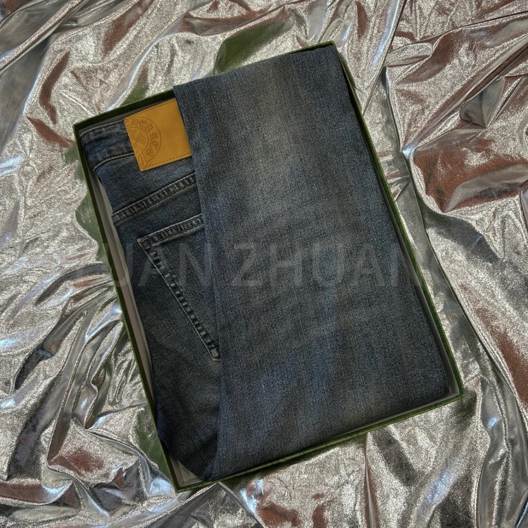 （十字架8916）秋冬新款时尚百搭轻奢潮牌中腰直筒洗水牛仔裤