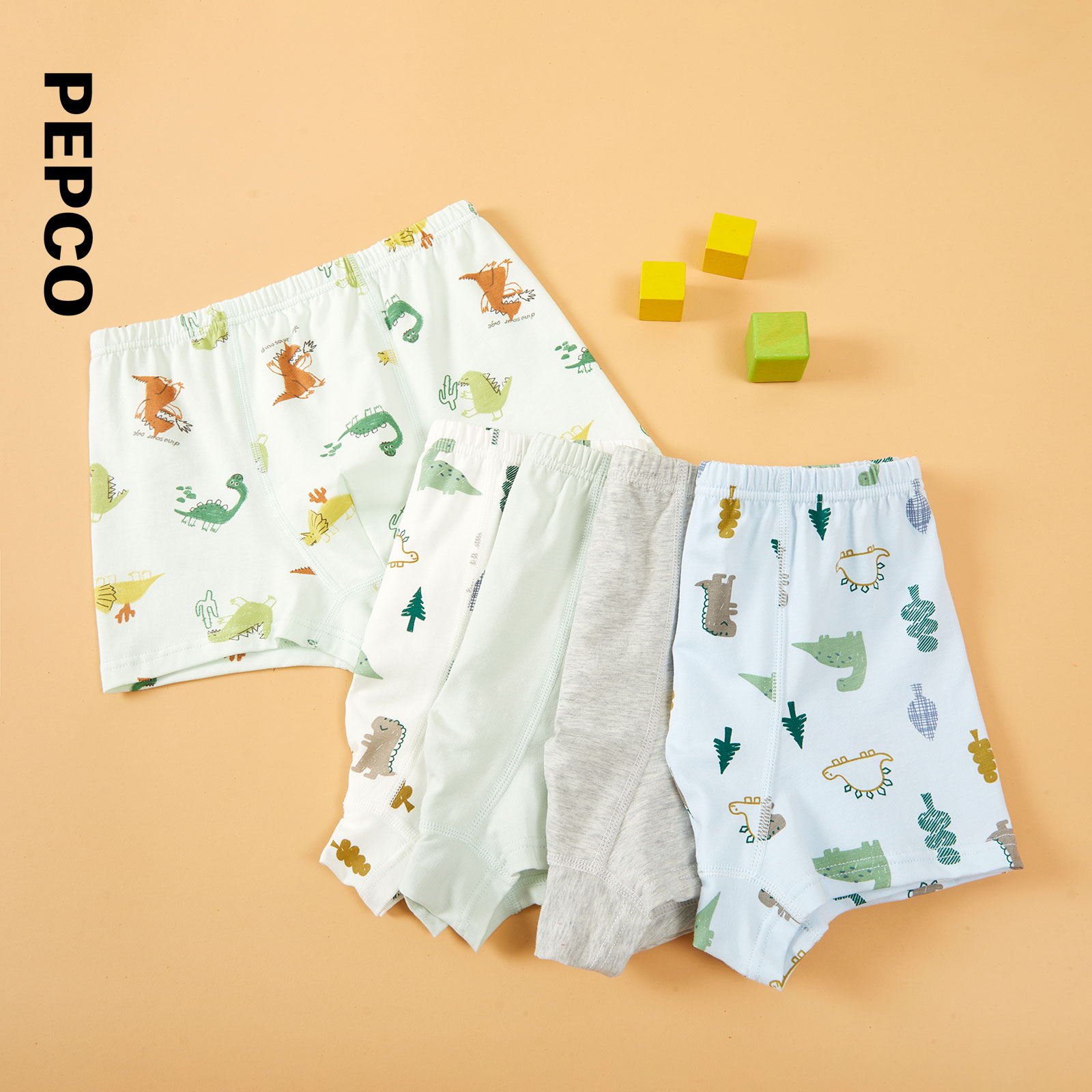 小猪班纳童装儿童舒适内裤男童卡通印花平角裤（五条装）812440501