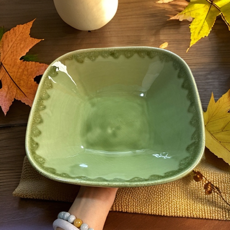 772 9英寸果绿色方碗