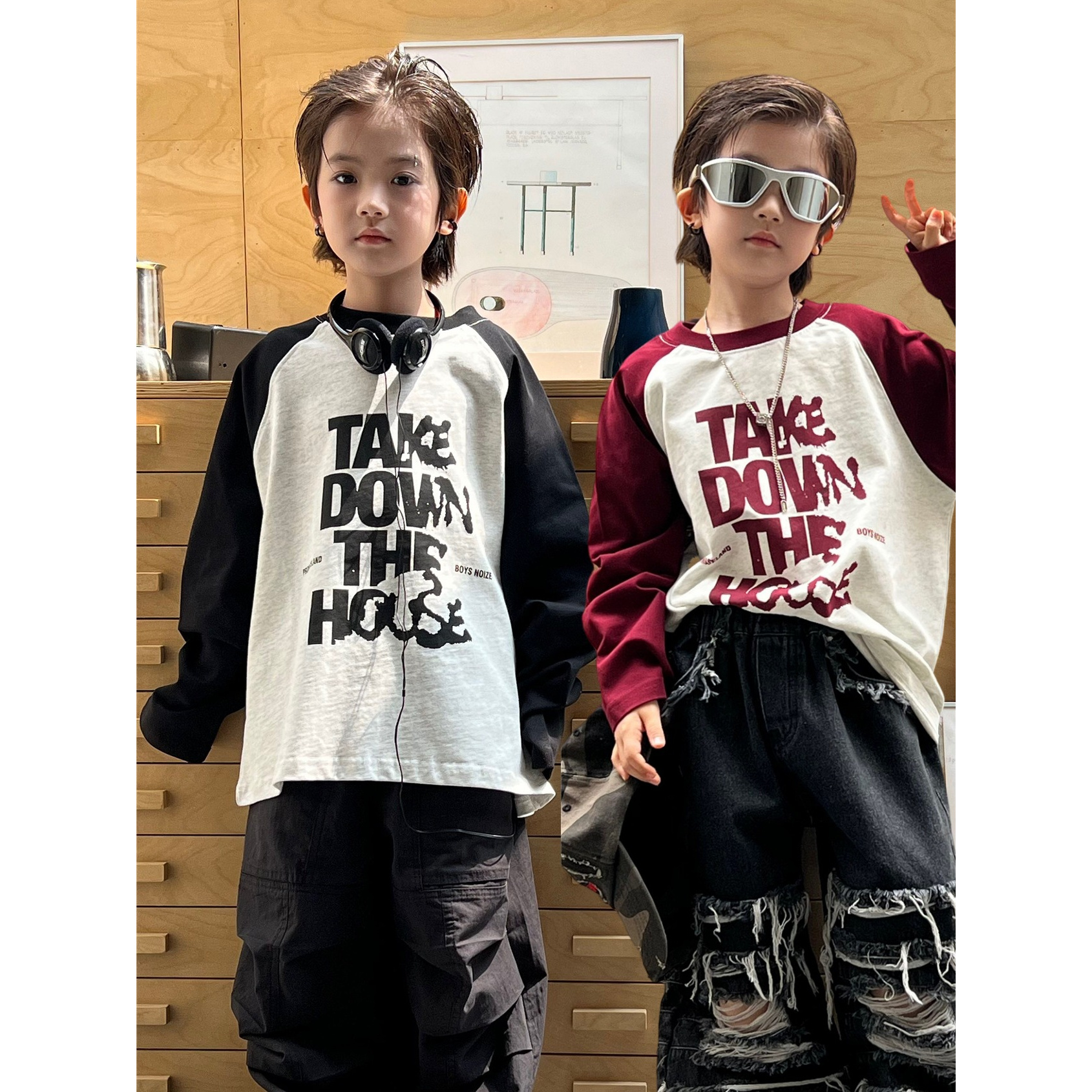 儿童长袖男童女童春秋秋款韩版时尚休闲童装2025秋款童装儿童插肩