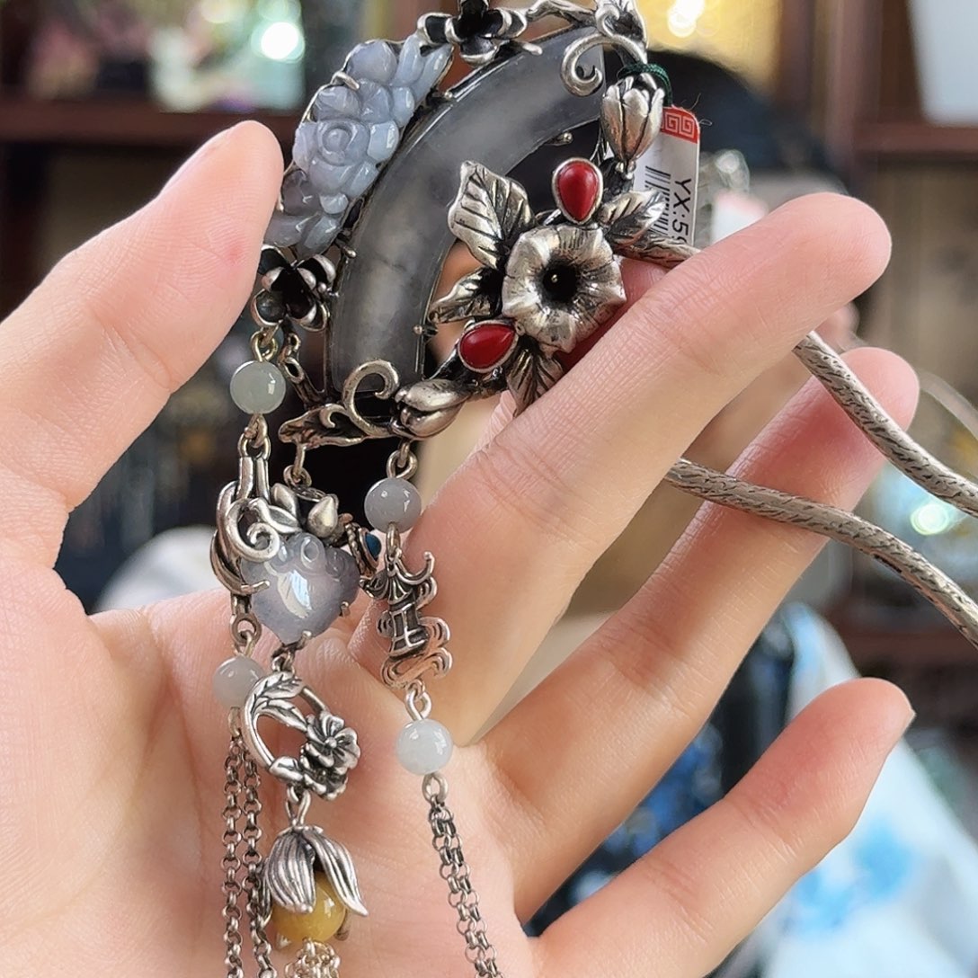 翡翠银S925镶嵌发饰