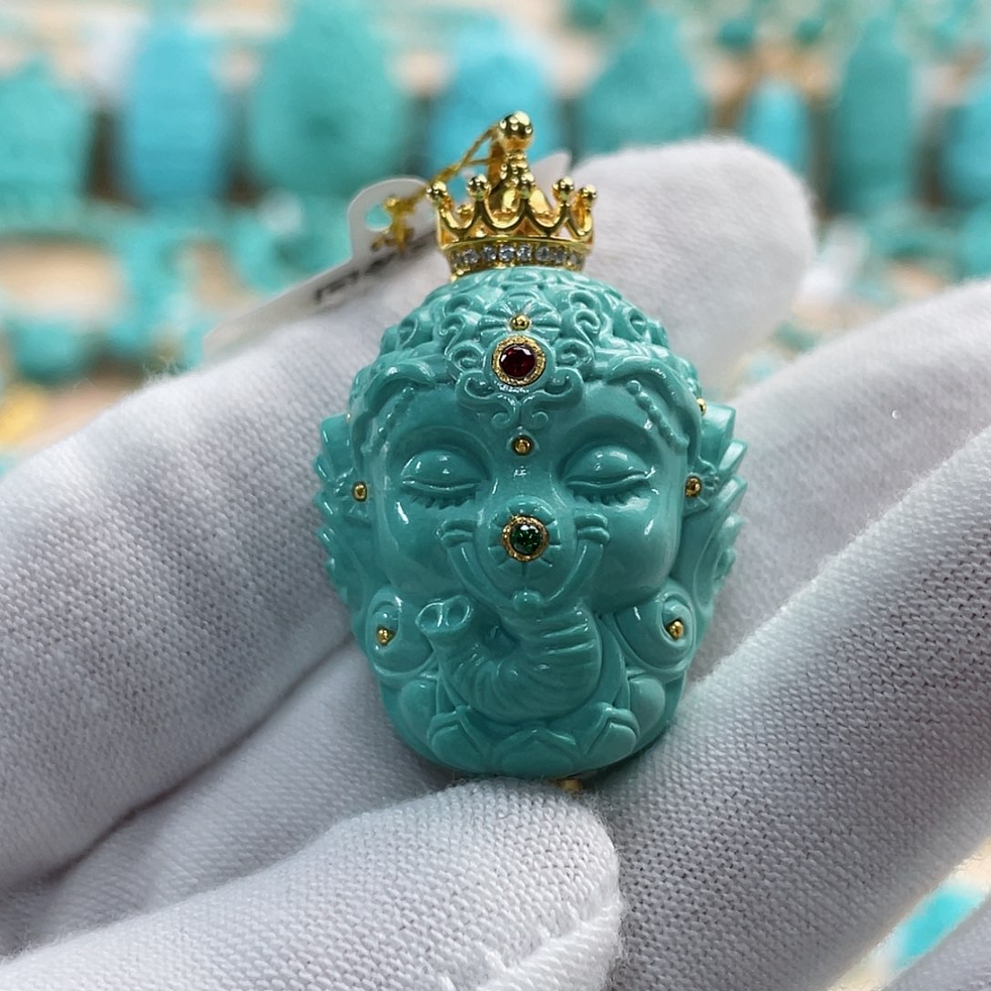 绿松石珠宝奇石18K金镶嵌