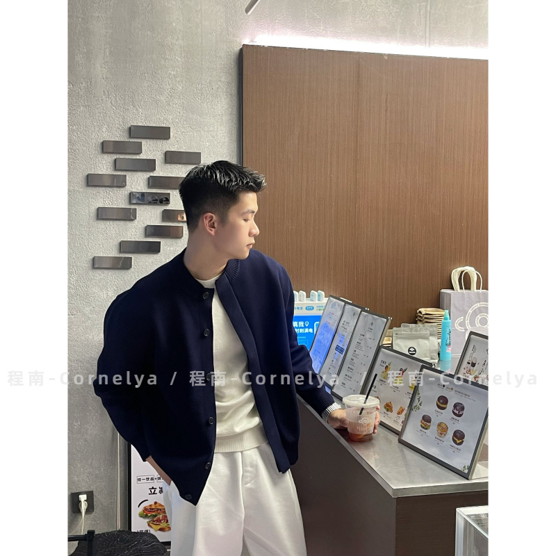 C / Cornelya丝光棉 高支密度横机织法短款极简针织开衫毛衣外套