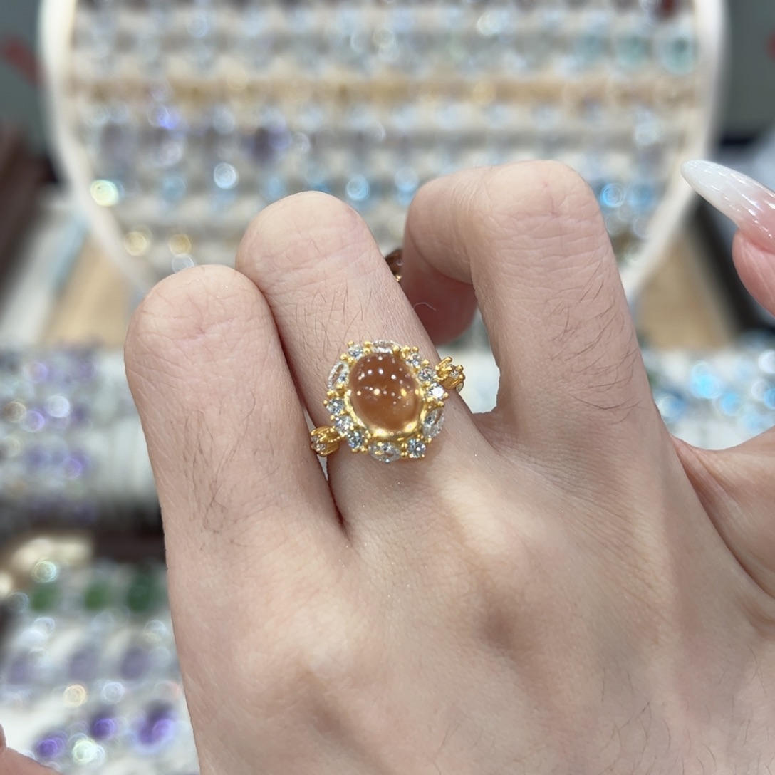 戒指银S925镶嵌黄晶