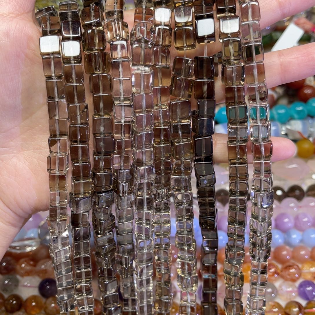 玛瑙/玉髓散珠天然茶晶卡8➕长条38厘米