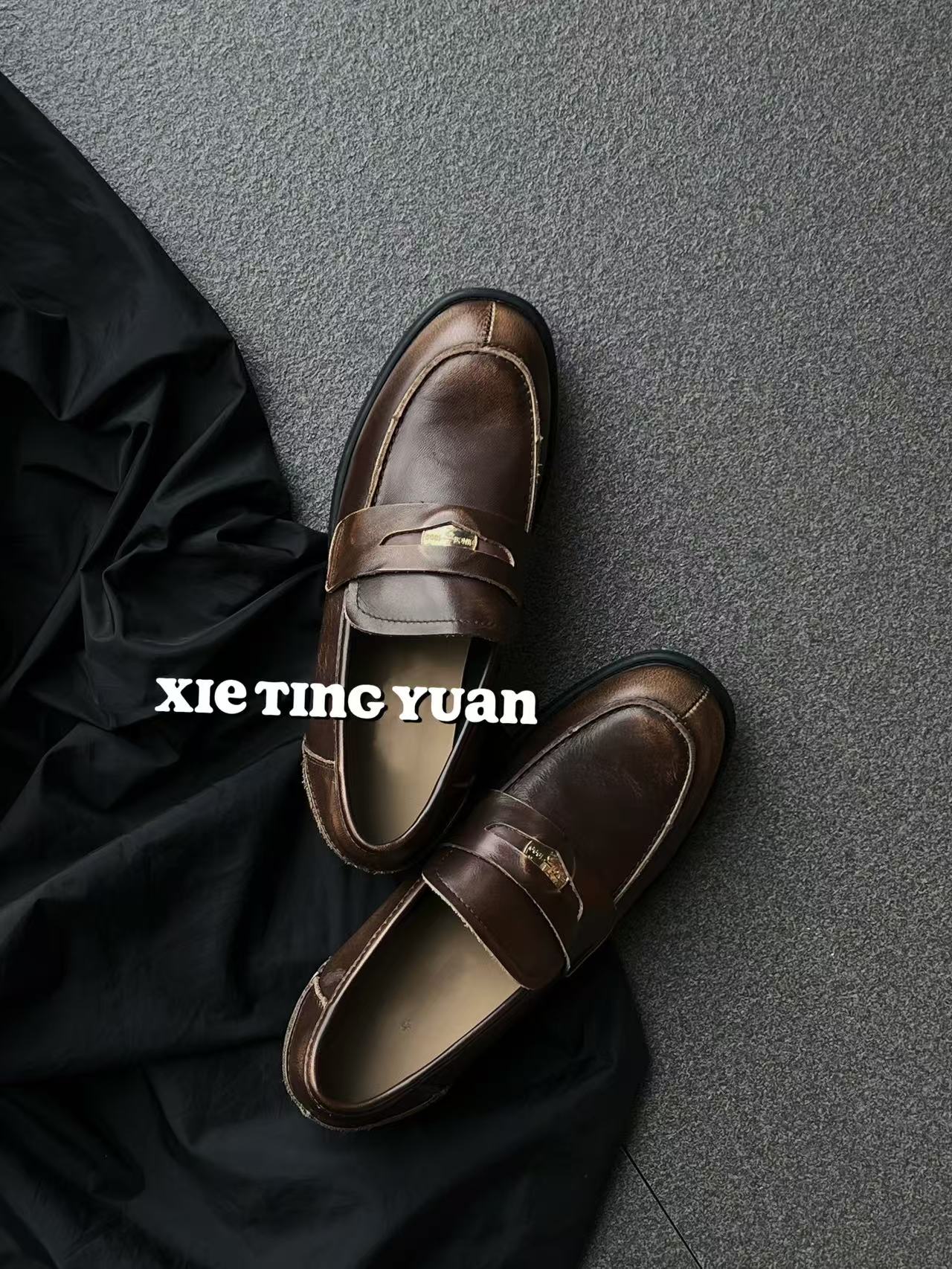 复古微瑕乐福鞋设计感小金币小皮鞋女单鞋8829