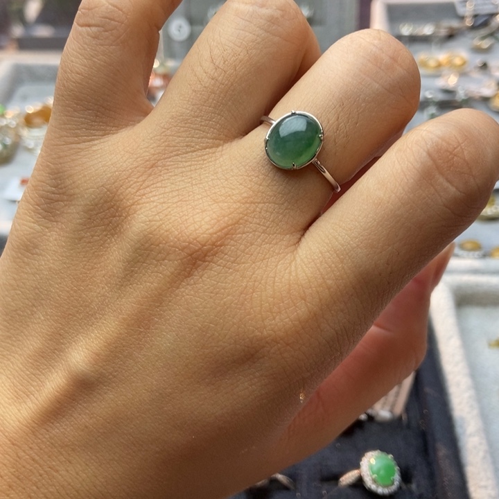 翡翠戒指银S925镶嵌戒指