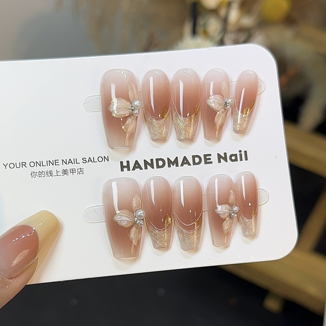 【梨花落】新款手工定制穿戴甲美甲成品美甲贴片10片