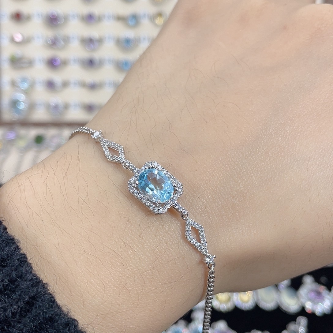 ༄***风手链银S925镶嵌托帕石