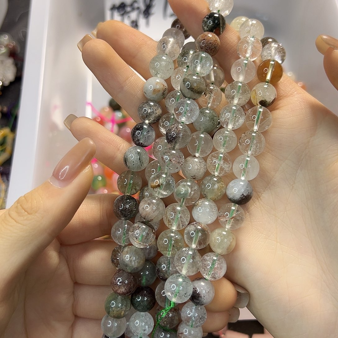 玛瑙/玉髓合金珠宝半成品卡10绿幽灵一条