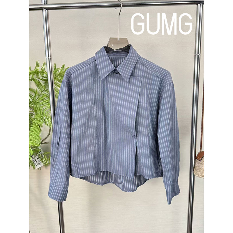 【女装优选】GUMG-条纹翻领衬衫通勤上衣GM20335
