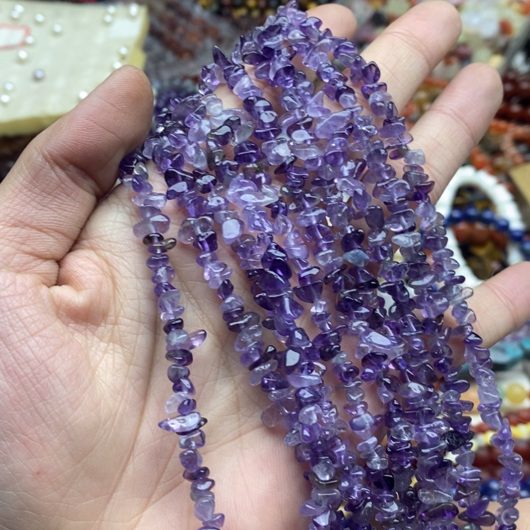 玛瑙/玉髓未镶嵌珠宝半成品一条天然紫水晶碎石毛衣链