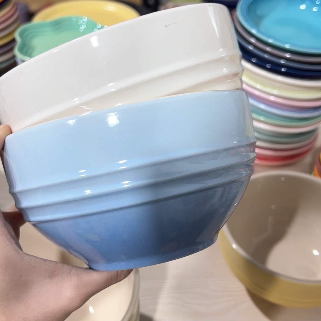 陶瓷++++六英寸小汤晚 天蓝色 奶白色