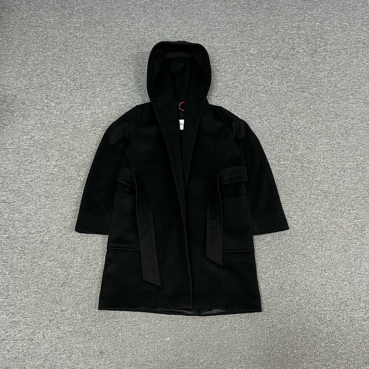 99新 MaxMara 黑色 浴袍款 连帽 大衣 外套 99新